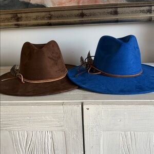Brown and Blue Vegan Suede Hats